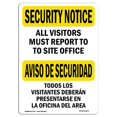 thumbnail image 1 of SignMission OS-SN-A-1218-L-11670 Panneau d'Avis de Sécurité OSHA 12 x 18 Po - les Visiteurs Doivent Rapport Bilingue, 1 of 1