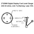 thumbnail image 2 of Universal 2inch 52MM 52MM Digital Display Car Fuel Level Gauge 240-33 Ohms Blue LedRed, 2 of 7