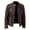 Brown, variant on WRKEKC Men's Faux Leather Jacket Solid Color Long Sleeve, Stand Collar Casual Coat for Urban Stylish Outerwear Black XL
