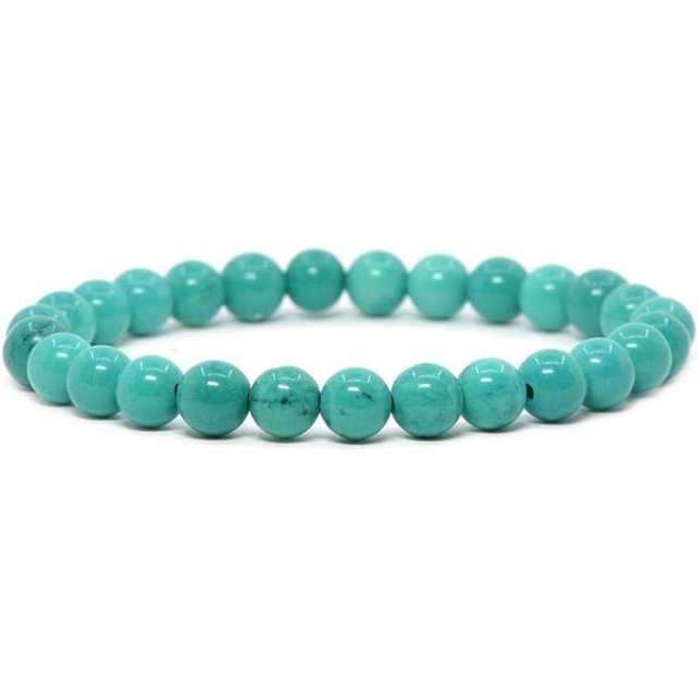 Dyed Green Howlite Turquoise Gemstone 8mm Round Beads Stretch Bracelet 7 Inch Unisex
