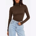 thumbnail image 2 of Dealovy Long Sleeve Shirts for Women Plus Size High Neck Basic Going out Tops Solid Color Undershirts, 2 of 7