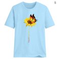 thumbnail image 2 of Blouse d'Été à Manches Courtes T-shirt Imprimé Tournesol T-shirt Imprimé Col Rond, Bleu Clair, P, 2 of 5