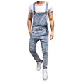 thumbnail image 2 of EGNMCR Men's Pants, Full Length Pants Overalls, Men's Denim Bib Overall, Men's Workout Athletic Pants Mens Washed Bib Overalls Casual Ripped Jumpsuits Rompers Men Pants, 2 of 7