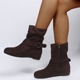 thumbnail image 3 of Bottes Mi-Mollet Décontractées pour Femmes, Mode, Boucle, Suède, Bout Rond, Plates, Sans Talons, Bottillons Courts, Hiver Automne, 3 of 7
