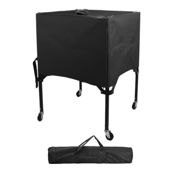 Lipstore Rolling Sports Ball Cart with Carrying Bag Sports Ball Cage Versatile Volleyball Cart with Wheels for Basketball Gym Football Black
