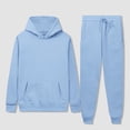 thumbnail image 4 of Weiqiqre Sweats for Men Sets Solid Color Loose Fit Basic Pullover Hoodies Sweatshirt Sport Jogging Suits, 4 of 7