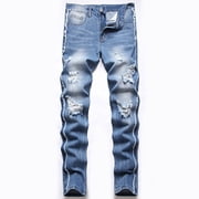 FcBaudy Pantalon Full Length Jeans Homme nouvelle mode avoir des poches Bouton Zipper Personnalité Denim Tendance Jeans Hommes jeans denim