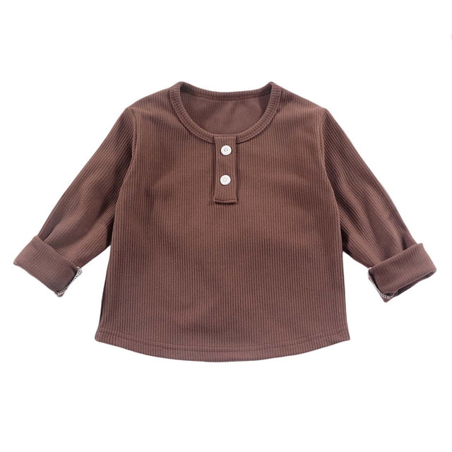 vdgthytj Chemises en Tricot pour Garçons et Filles, Col Rond Côtelé, Manches Longues, Automne Printemps