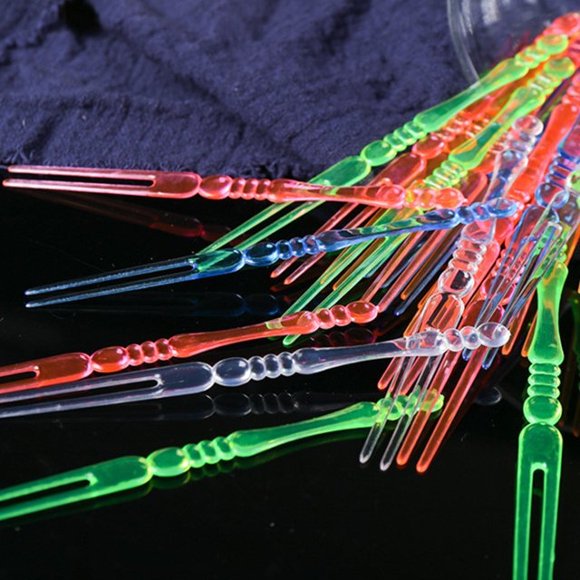 80Pcs Cake Fork Plastic Fruits 2 Tooth Cocktail Forks; Food Picks for Dessert Snack Salad Cocktail Appetizer, Colorful