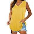 thumbnail image 1 of AherBiu Womens Tank Tops V Neck Basic Solid Color Tops Flowy Loose Fitted Summer Sleeveless Camis Shirts, 1 of 7