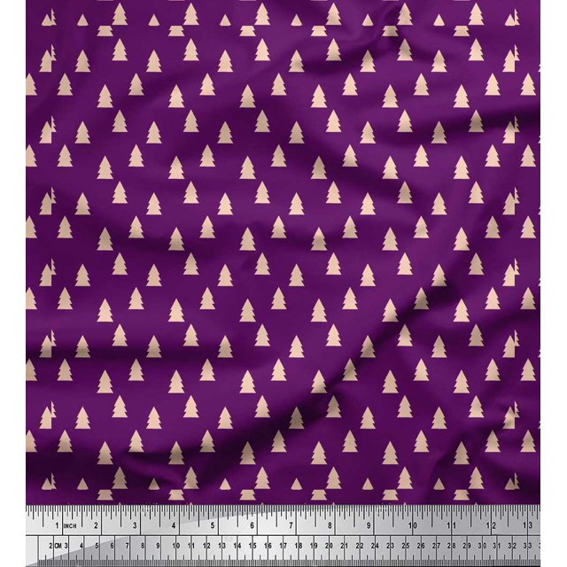 Soimoi Purple Heavy Canvas Fabric Christmas Tree Fabric Prints By Yard 58 Inch Wide