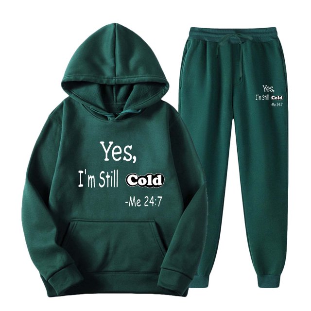 Pull Décontracté pour Hommes à Capuche Imprimé Sport Manches Longues Pantalon Ensemble Deux Pièces