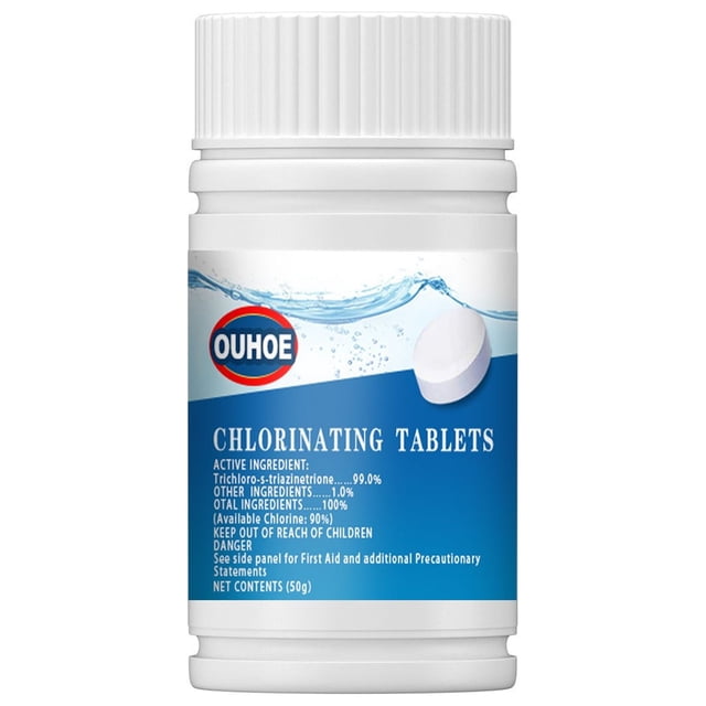 Liquidation Aujourd'hui! 50 Pcs JIASEN Comprimés de Chlore pour Piscine et Spa dans un Contenant Blanc avec Étiquetage Bleu, Conçus pour l'Entretien de la Piscine et l'Assainissement du Spa. Ces Comprimés Longue Durée Se Dissolvent Rapidement pour Contrôler les Algues et Restaurer la Clarté Cristalline dans les Piscines, Assurant une Natation Sécuritaire. Convient aux Piscines de Villas, aux Piscines de Spa, aux Piscines Intérieures et Extérieures.