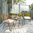 thumbnail image 1 of Costway 3PCS Patio Rattan Bistro Furniture Set Cushioned Chair Table White, 1 of 10