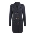 thumbnail image 1 of Manteaux Blazer Longs Unis Formels pour Femmes à Double Boutonnage, Col à Revers, Blazer à Boutons Dorés, Blazers de Bureau pour Femme, 1 of 5
