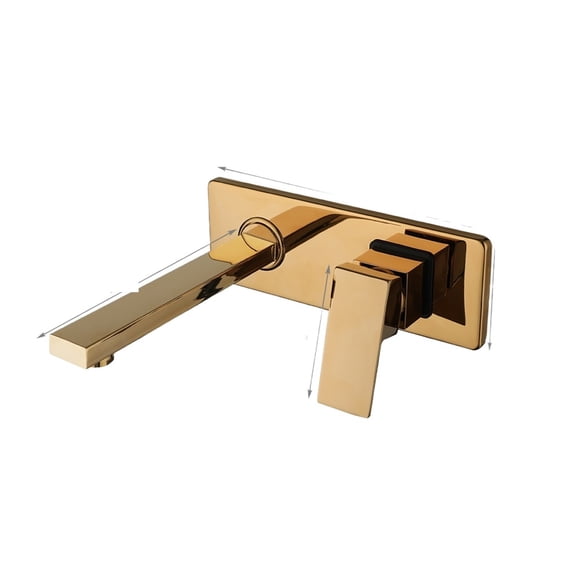 Golden Plated Bathroom Sink Faucet, Wall Mounted Brass Basin Faucets Tap, Concealed Crane Hot& Cold Water Black Mixer ,Versatile Features