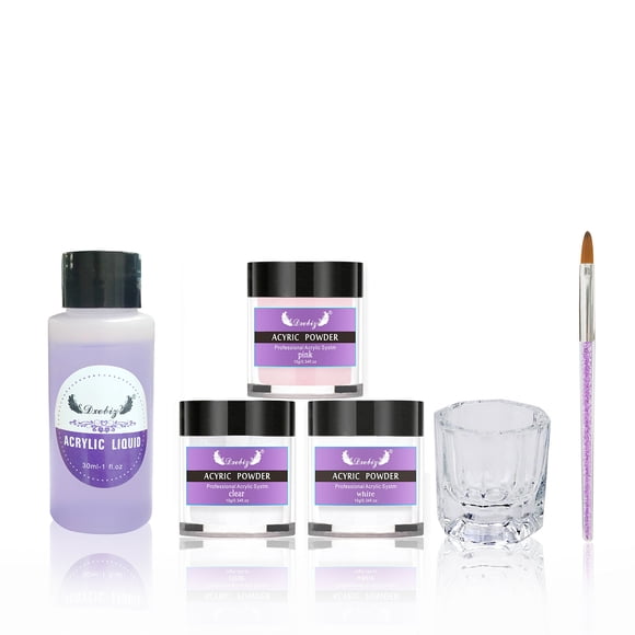 Nail Acrylic Nail Kit Acrylic Powder & Liquid Set with Nail Brush 3 Colors Nail Powder Kit for Beginners Nail Art DIY Nail Beauty Tools