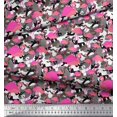 thumbnail image 3 of Soimoi polyester Crepe Fabric Camouflage Texture & Flamingo Bird Printed Fabric 1 Yard 42 Inch Wide, 3 of 3