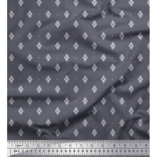 Soimoi Poly Georgette Fabric Dot & Geometric Ethnic Decor Fabric Printed Yard 52 Inch Wide