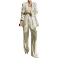 thumbnail image 1 of Timegard 2 Piece Suits Set for Women Button V Neck Open Front Jackets Business Office Wide Leg Pant Blazer Outfits, 1 of 6
