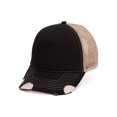 thumbnail image 2 of Cotton Twill Distressed Mesh Trucker Hat, Black/Khaki, 2 of 2
