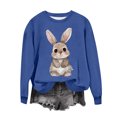 thumbnail image 1 of Penkiiy Chemises de Pâques pour Femmes 2024 Manches Longues Mignon Lapin Col Rond Chandail en Molleton Graphique Lapin Décontracté Été Blouse Tunique Hauts TG Bleu, 1 of 6