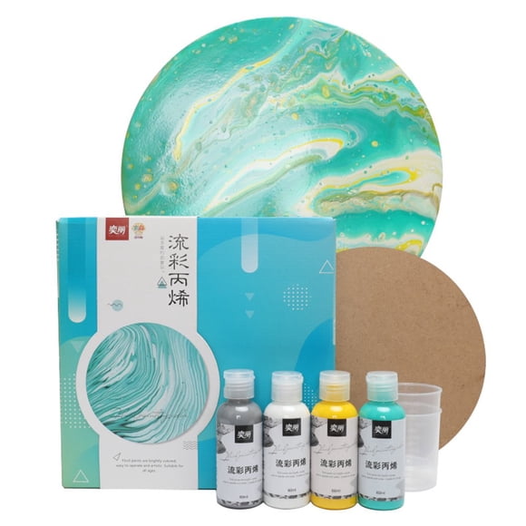 Acrylic Pouring Paint Set of 4 Bottles (2oz/60ml) Bottles High Liquid Acrylic Paint for Canvas Wood Stone Glass Tile Paper