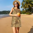 thumbnail image 3 of Vsdgher Robe d'Été à Imprimé Carte du Monde1 pour Femmes, Décontractée, Col en U, Robe de Plage Sans Manches, Débardeur Ample, Robe Soleil avec Poche, 3 of 7