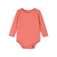 thumbnail image 2 of JDQJBZ Baby Boy Girl Bodysuit Long Sleeve Short Leg Romper Solid Color Cotton Newborn, 2 of 5