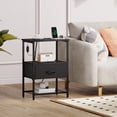 thumbnail image 2 of Eunos Table de Chevet avec Station de Recharge et DEL, Petite Commode Noire avec Tiroir et Tablettes de Rangement, 2 of 8