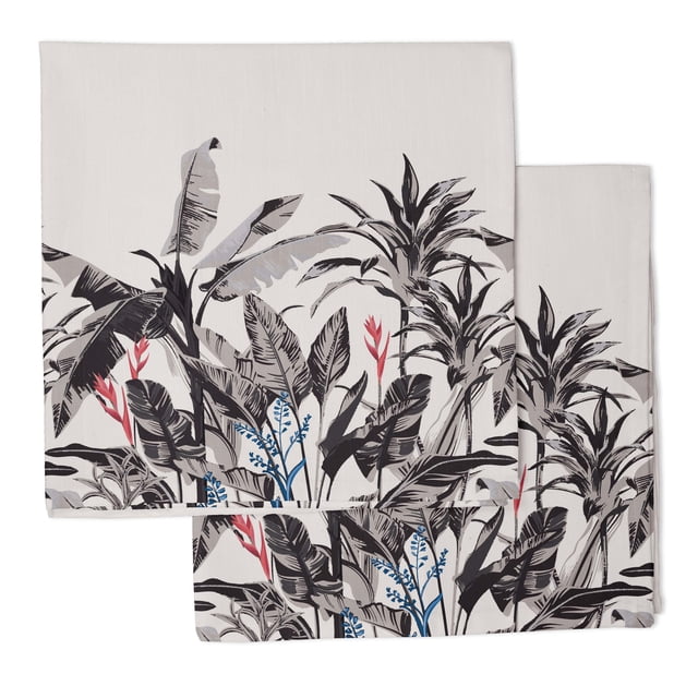 Vargottam Collection de Luxe Linge de Table Décor Serviette en Coton Tissu Imprimé Serviettes Réutilisables Ensemble de 12, 20 X 20 - Arbres Tropicaux