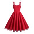 thumbnail image 1 of Robe Vintage Sans Manches Col en V Couleur Unie pour Femmes, 1 of 6