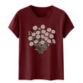 thumbnail image 4 of Jienlioq Hauts de Sortie pour Femmes T-shirt Imprimé pour Amoureuse Col Rond Manches Courtes Bourgogne TTTG, 4 of 5