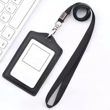 Porte-badge d'Identité de Bureau avec Cordon de Cou, Manchon Étanche et Antipoussière, Porte-Étiquette de Nom, Porte-Badge pour École 2 Vertical Noir