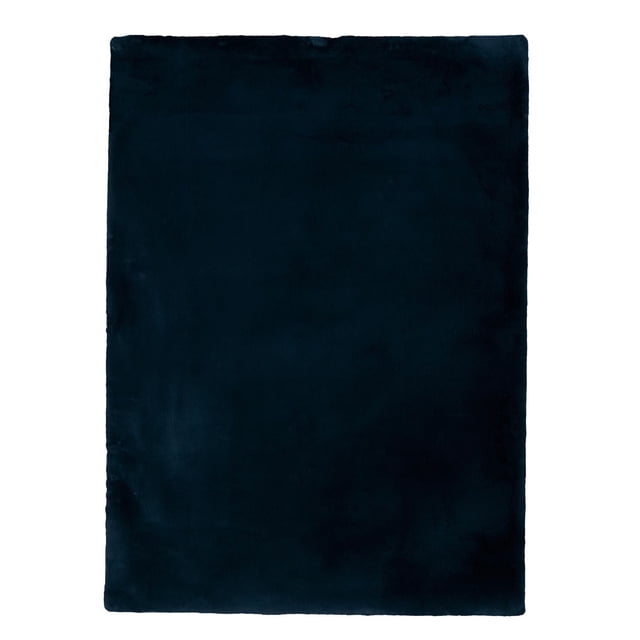 Maven Faux Rabbit Navy 3 ft. x 5 ft. Accent Rug
