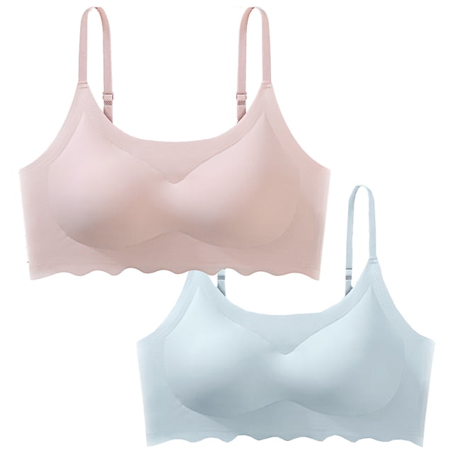 Yuyuzo 2 Pack Wireless Bras for Women Adjustable Spaghetti Strap Smoothing Seamless Everyday Bras