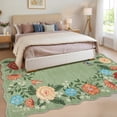 thumbnail image 4 of Garvee 8'x10' Floral Area Rugs, Washable Boho Rugs Ultra Soft Print Carpet, Non-Slip Low Pile Rug Stain Resistant Distressed Indoor Rugs for Living Room Bedroom Dining Room, Green, 4 of 9