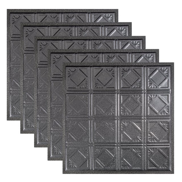 Great Lakes Tin Ludington Pewter 2ft x 2ft Lay In Ceiling Tiles (5 Pack)