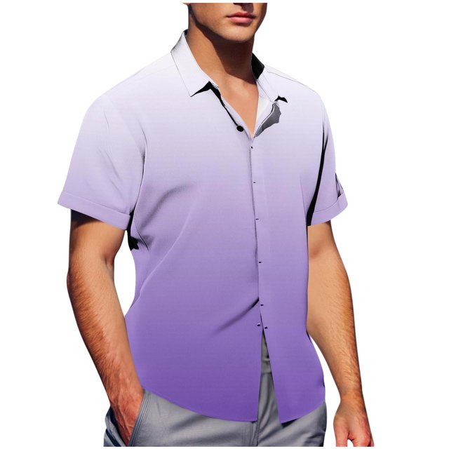 Pisexur T Shirts for Man , Chemise Boutonnée à Manches Courtes pour Homme, Col Rabattu, Imprimé, Mode Décontractée, Violet, TG, Chemises de Golf pour Hommes et Chemises pour Hommes
