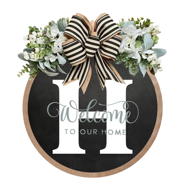 Front Door Wreath With Last Name And Year Design For Year-Round Hanging Decor 30 cm x 30 cm