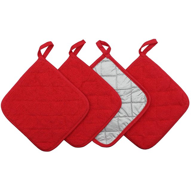 Kitchen Pot Holders Set Heat Resistant Pure Cotton Potholders Kit Trivets Large Coasters Hot Pads Terry Pot Holders for Everyday Cooking and Baking by 7 x 7 Inch Set of 4