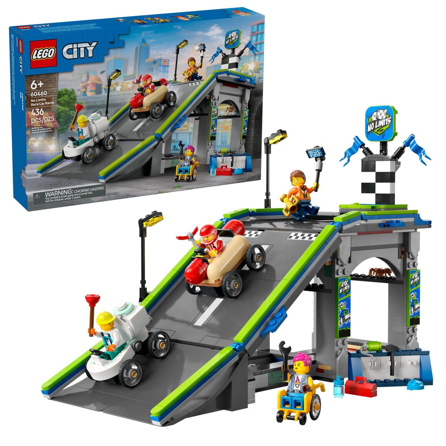 LEGO City Great Vehicles Sans limites : Rampe d'accélération pour voitures de course 60460 Ensemble de construction (436 pièces)
