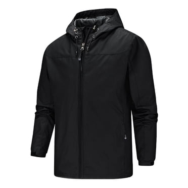 Kcodviy Men's Autumn and Winter Mens Jackets Stand Collar Hooded Waterproof Matching Windbreakers for Couples Outdoor Thin Jacket Top Perfect Your Practice Jacket Blouse Coat