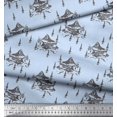 thumbnail image 2 of Soimoi Blue Rayon Fabric Cedar Tree & Mountain Nature Printed Fabric 1 Yard 42 Inch Wide, 2 of 5