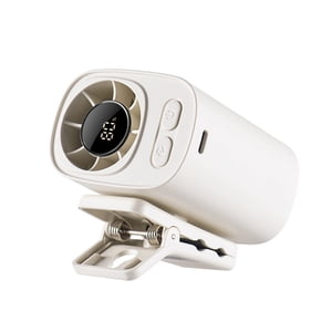 Clip On Car Air Conditioner Fan, Staron 2026 Portable Mini System with LED Display USB Rechargeable, Auto Vehicle Cooling Fan for Office Bedroom Travel with Quiet Brushless Motor, White