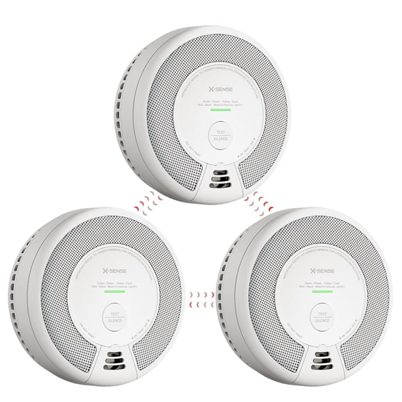 X-Sense Smoke and Carbon Monoxide Alarm Combo, 10 Year Sealed Battery, Wireless Interconnected Fire & CO Detector, Connects Up to 24 Link+ Devices, 3 PACK, SC06-W