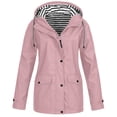 thumbnail image 2 of Kcodviy Imperméable pour Femmes Manteau de Pluie Uni Vestes en Polyester pour Femmes à Capuche Coupe-Vent Manteau d'Extérieur Manteau d'Hiver Léger Plus Manteau pour Femmes, 2 of 6