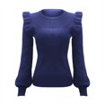 thumbnail image 5 of MESSUEN Chandail à Col Rond pour Femmes Hauts à Volants pour Femmes Chandails à Enfiler Femmes Chemises Femmes Décontractées Chandails Femmes Chemises pour Femmes Été Camisoles Bleu Foncé S, 5 of 5
