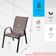 thumbnail image 3 of Gymax 4PCS Patio Stacking Dining Chairs w/ Curved Armrests & Breathable Seat Fabric Brown, 3 of 10