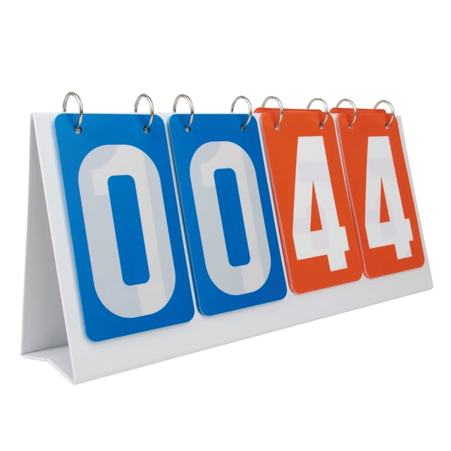 GOGO 4-Digital PVC Score Keeper Tabletop Scoreboard Portable for Match (Blue VS Red Card)